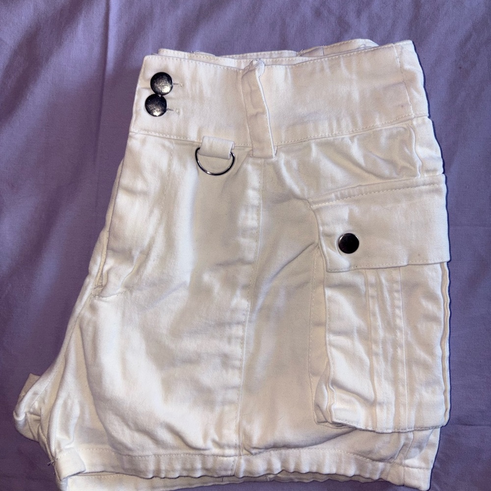 Women's White Cargo Shorts